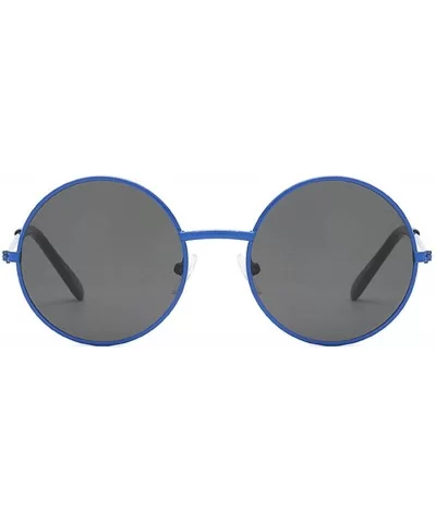 Vintage style Round Sunglasses for Unisex Metal PC UV 400 Protection Sunglasses - Blue Grey - CP18SZTUHDS $21.40 Round