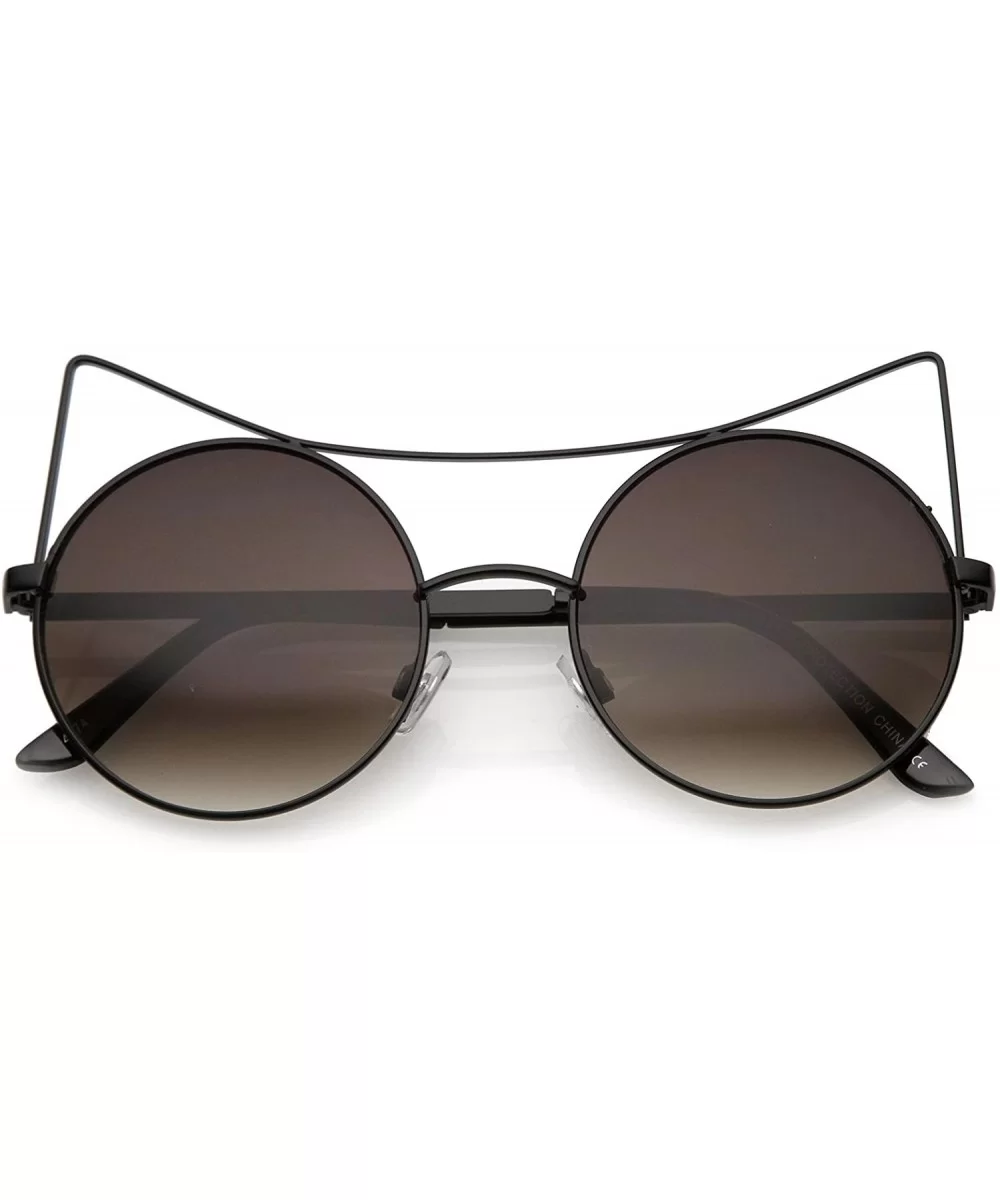 Women's Oversize Open Metal Gradient Round Flat Lens Cat Eye Sunglasses 54mm - Black / Lavender - C217Y08U0ON $13.21 Cat Eye