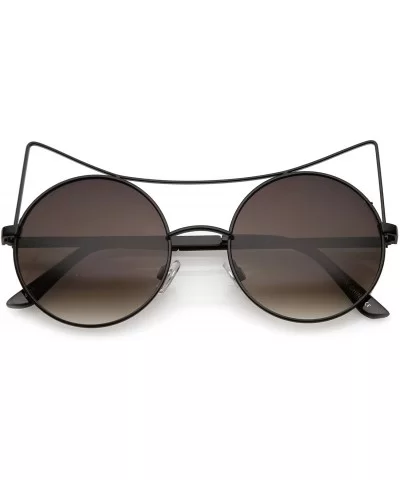 Women's Oversize Open Metal Gradient Round Flat Lens Cat Eye Sunglasses 54mm - Black / Lavender - C217Y08U0ON $13.21 Cat Eye