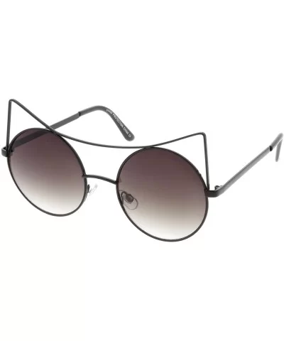 Women's Oversize Open Metal Gradient Round Flat Lens Cat Eye Sunglasses 54mm - Black / Lavender - C217Y08U0ON $13.21 Cat Eye