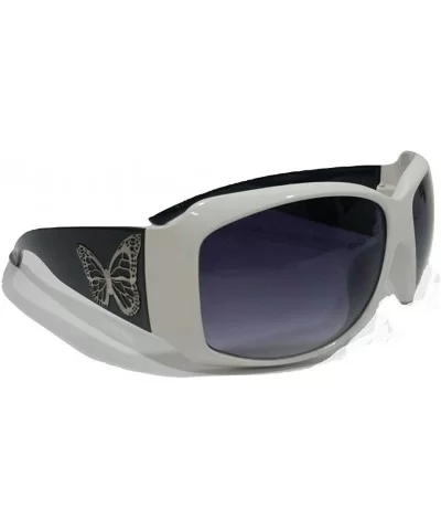 Butterfly Womens Fashion Ladies Sunglasses - White Black - CS18IMZCCDY $16.79 Butterfly