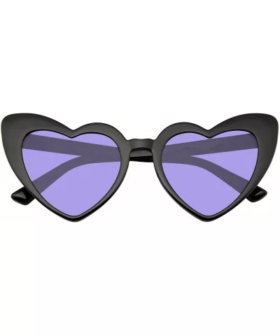 Cat Eye Heart Shape Sunglasses Retro Festival Color Tinted Black Sunglasses for Women - Purple - C6190D96N6U $11.74 Cat Eye