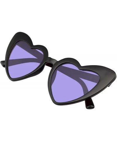 Cat Eye Heart Shape Sunglasses Retro Festival Color Tinted Black Sunglasses for Women - Purple - C6190D96N6U $11.74 Cat Eye