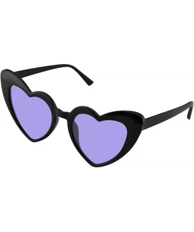 Cat Eye Heart Shape Sunglasses Retro Festival Color Tinted Black Sunglasses for Women - Purple - C6190D96N6U $11.74 Cat Eye