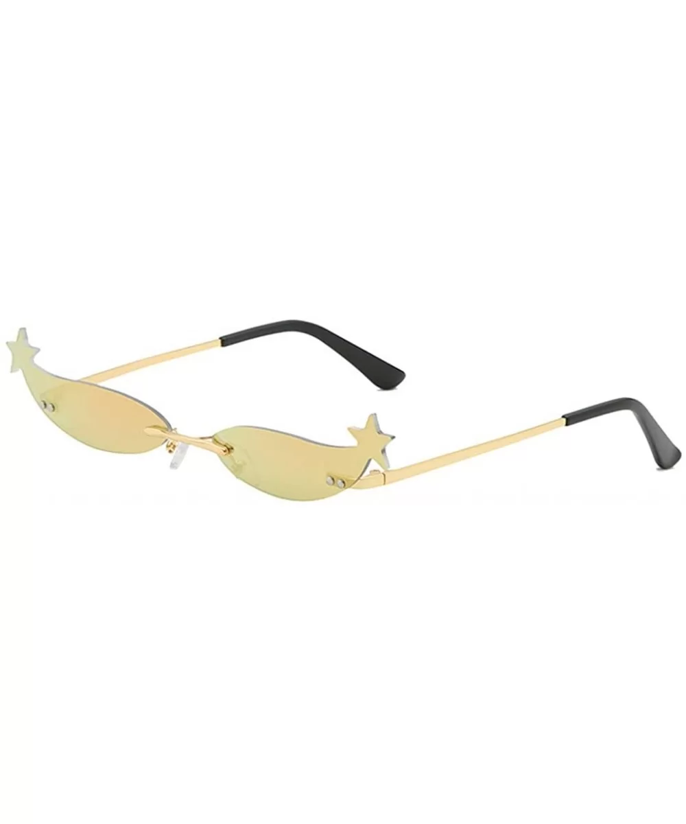 Women Novelty Sunglasses Mirrored Narrow Rimless Cateye Lens Retro Vintage Shades Eyeglasses - F - CO18U039DS3 $15.45 Rimless