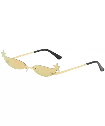 Women Novelty Sunglasses Mirrored Narrow Rimless Cateye Lens Retro Vintage Shades Eyeglasses - F - CO18U039DS3 $15.45 Rimless