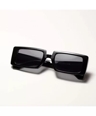 Rectangular Sunglasses Women Retro Summer Beach Male Sun Glasses Female Gift Items Uv400 - Full Black - CY1999Q79AU $14.94 Re...