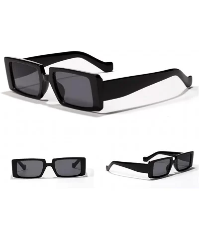 Rectangular Sunglasses Women Retro Summer Beach Male Sun Glasses Female Gift Items Uv400 - Full Black - CY1999Q79AU $14.94 Re...