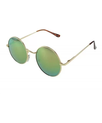 Presley - Celebrity Inspired Round Metal Sunglasses - Goldyellow - CC18S8ERE62 $16.58 Round