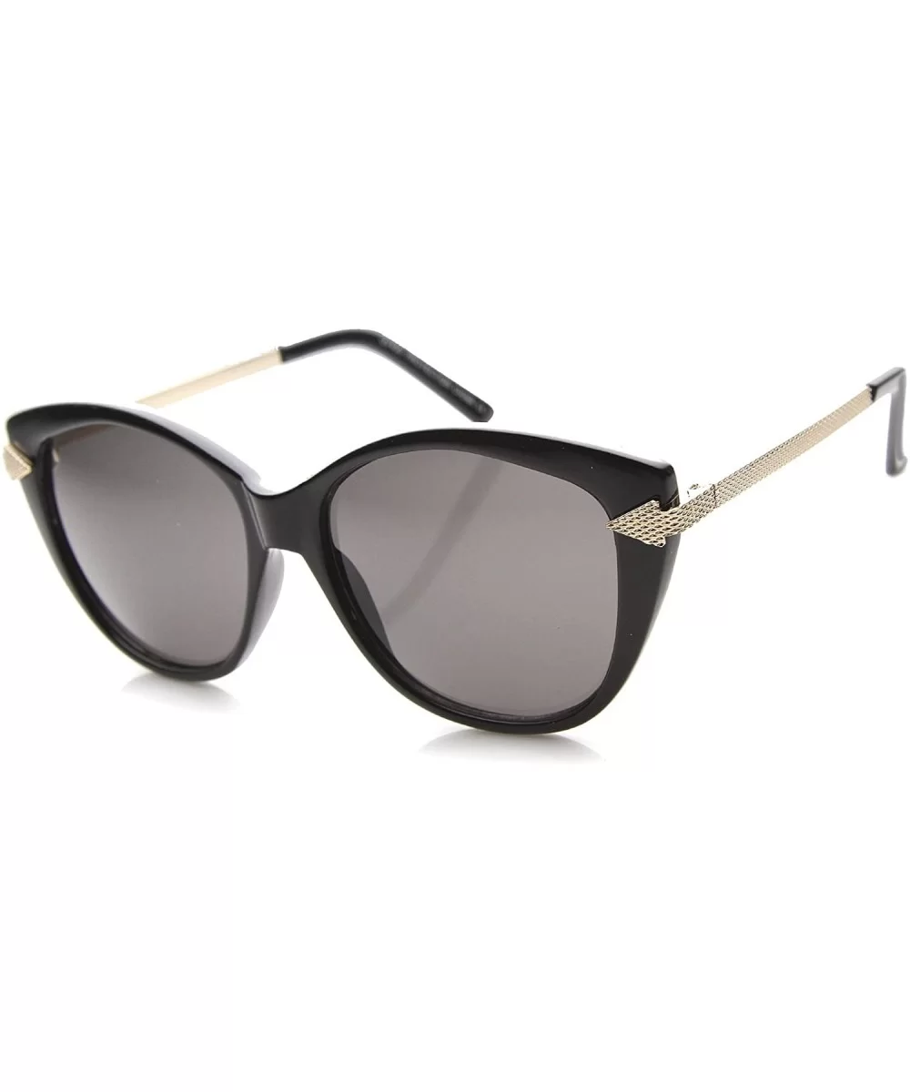 Women's Oversize Arrow Metal Temple Cat Eye Sunglasses 54mm - Black-gold / Smoke - C0127Y68FP1 $13.34 Cat Eye