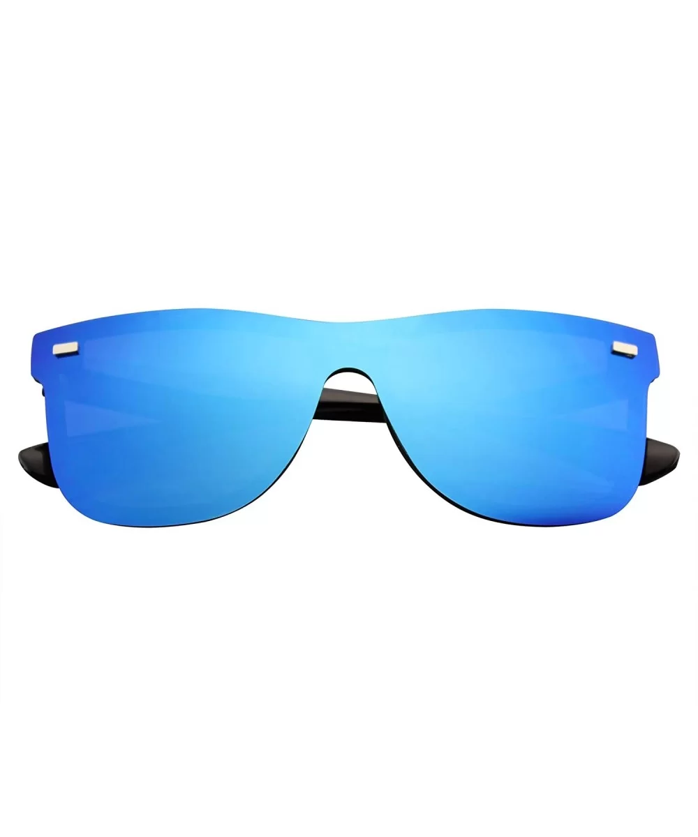 Mens Womens Mirrored Rimless Color Lens Reflective Retro Vintage Sunglasses - Blue - CD18SRCWUTS $12.86 Rimless