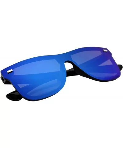 Mens Womens Mirrored Rimless Color Lens Reflective Retro Vintage Sunglasses - Blue - CD18SRCWUTS $12.86 Rimless