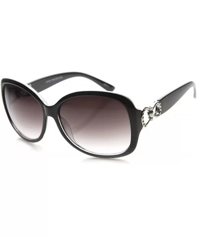Women's Oversize Metal Accent Wide Temples Butterfly Sunglasses 59mm - Black-silver / Lavender - C4126OMVVAV $14.81 Butterfly