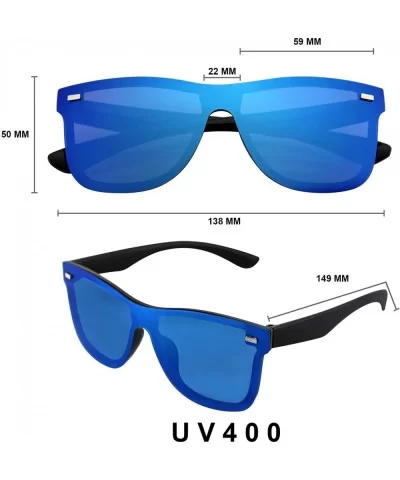 Mens Womens Mirrored Rimless Color Lens Reflective Retro Vintage Sunglasses - Blue - CD18SRCWUTS $12.86 Rimless