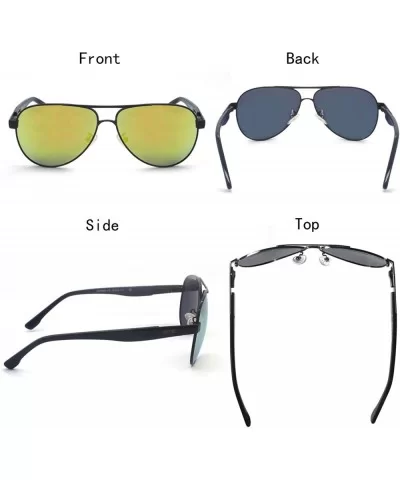 Unisex Classic Aviator Style Polarized Sunglasses with Spring Hinge - 100% UV Protection - C618W40QW26 $22.19 Aviator