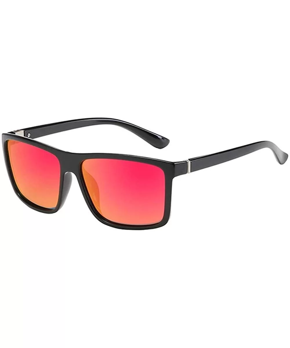 Men's Polarized Sunglasses Classic Box Sunglasses Men's Sunglasses - Red - CP18S8W635D $13.55 Square