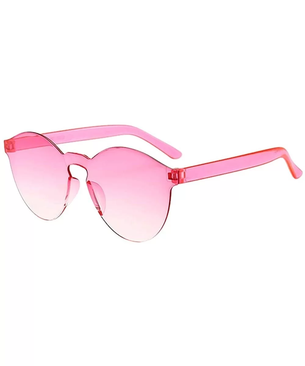 Unisex Fashion Eyewear Frameless Sunglasses Vintage Glasses - Pink - CN197454XLA $12.29 Sport