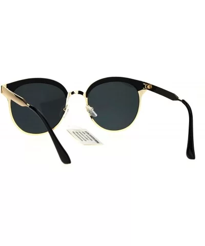 Womens Metal Half Horn Rim Retro Flat Panel Color Mirror Lens Sunglasses - Black - C117YDMG6R5 $17.39 Round