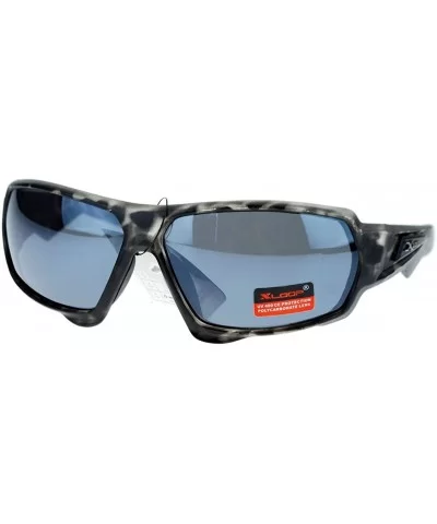 Xloop Mens Sunglasses Matted Rectangular Wrap Around Sports Fashion - Black Tortoise - CI125T30CGV $13.73 Sport