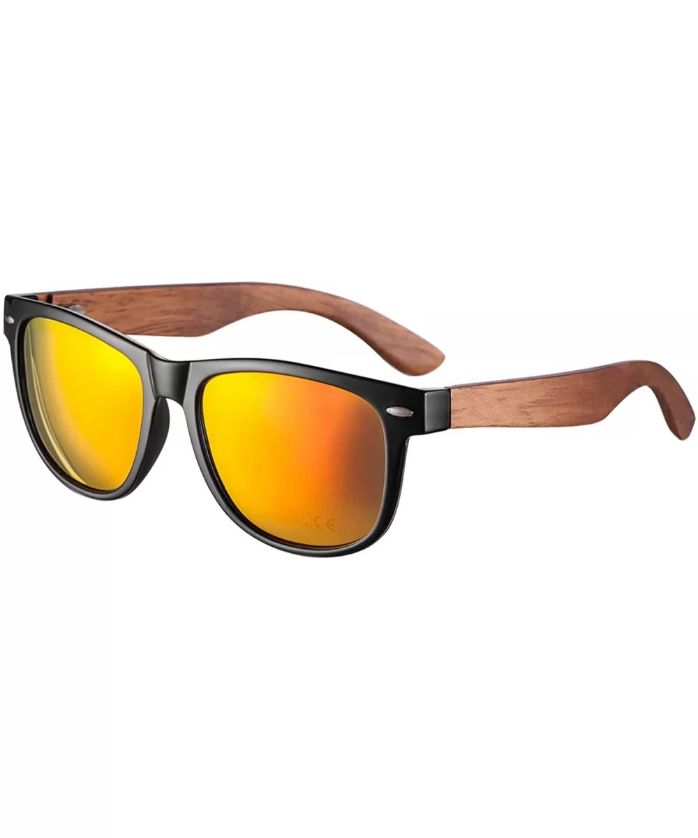 Mens Sunglasses Sports Polarized Sunglasses UV Protection Sunglasses for Wooden Sunglasses - Orange - CP18X75HD35 $22.75 Sport