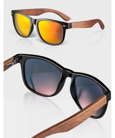 Mens Sunglasses Sports Polarized Sunglasses UV Protection Sunglasses for Wooden Sunglasses - Orange - CP18X75HD35 $22.75 Sport