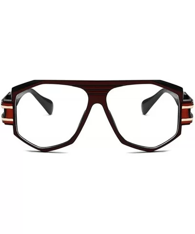 Oversized Square Sunglasses Unisex Flat Top Square Frame Shades NX - Black&clear - C318M3TYWAN $18.40 Square