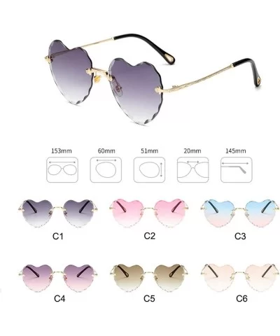 2018 Love Heart Sunglasses Women Fashion RimlSun Glasses Cute Sexy Gradient UV400 Party - C6 - CP197Y796ZD $28.14 Oversized