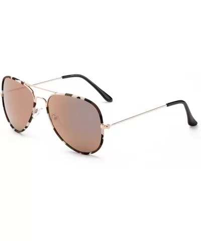 "Toi" Classic Pilot Style Fashion Sunglasses with Flash Lens - Dark Brown - CT12MCS6UWB $13.17 Aviator