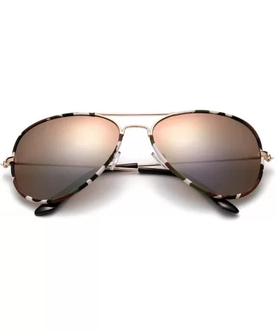 "Toi" Classic Pilot Style Fashion Sunglasses with Flash Lens - Dark Brown - CT12MCS6UWB $13.17 Aviator