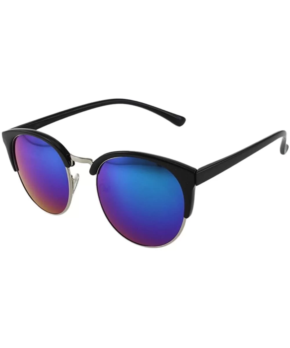 Donovan - Retro Semi-rimless Sunglasses with Microfiber Pouch - Black / Green Mirror - CT187RYEOWU $17.54 Semi-rimless