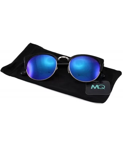 Donovan - Retro Semi-rimless Sunglasses with Microfiber Pouch - Black / Green Mirror - CT187RYEOWU $17.54 Semi-rimless
