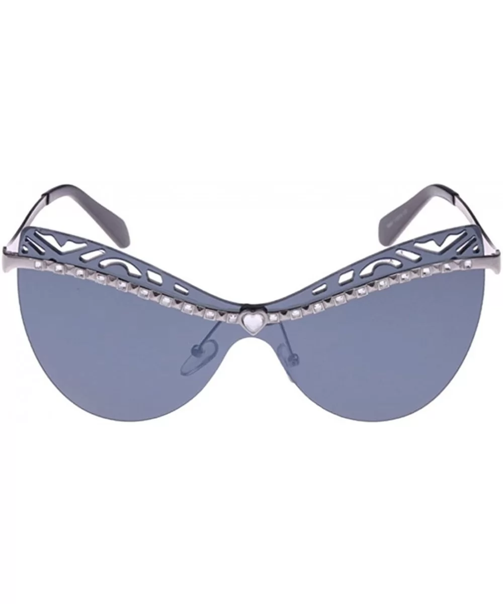 Lady Sunglasses Hollow Lens Diamond Frame Designed Lady Gaga Style - Silver/Grey - CR1219BBOUP $27.68 Butterfly