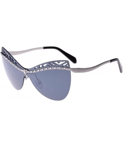 Lady Sunglasses Hollow Lens Diamond Frame Designed Lady Gaga Style - Silver/Grey - CR1219BBOUP $27.68 Butterfly