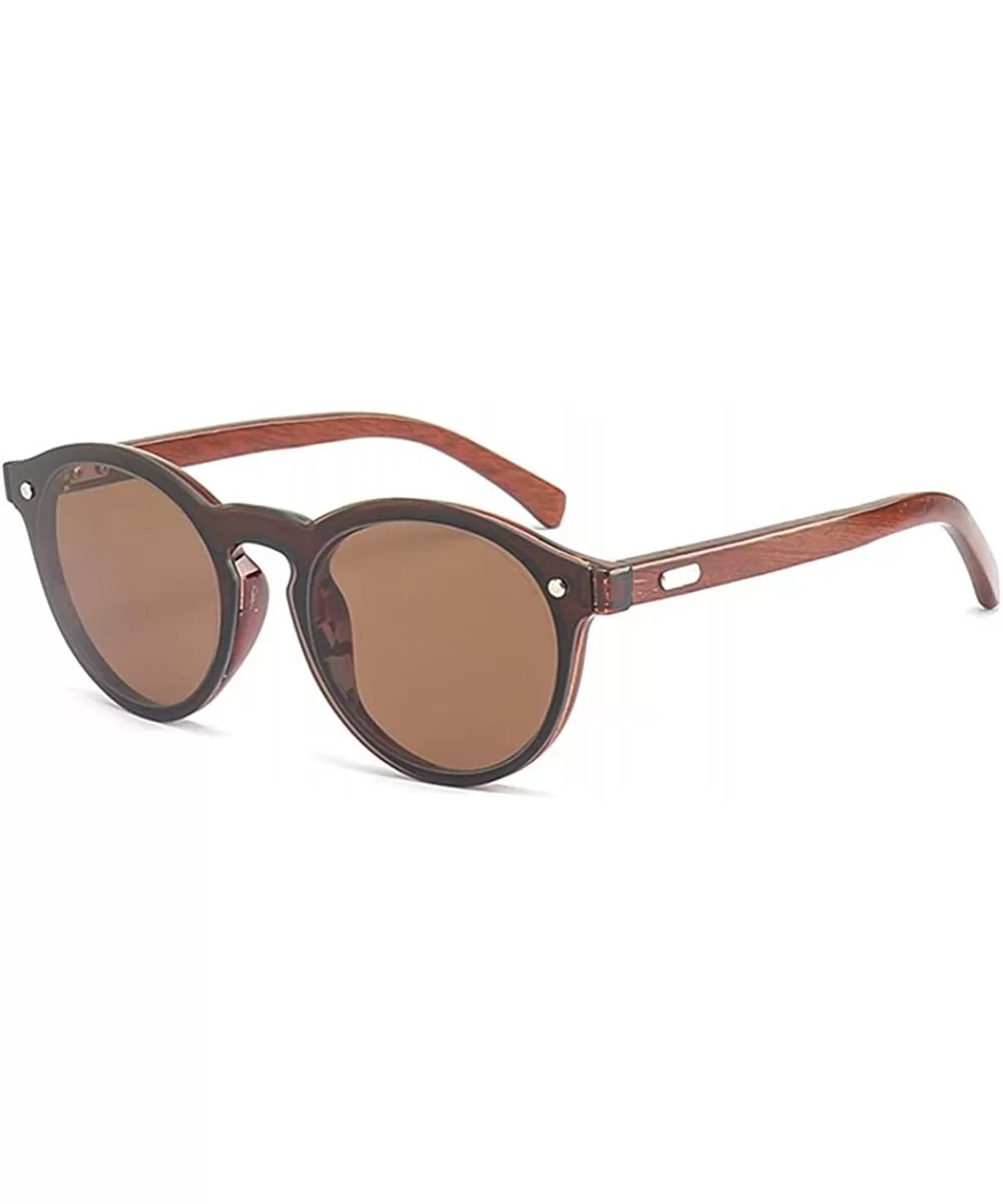 Mens Wood Sunglasses Mirror Women Sun Glasses Round One Pieces Lens Eyewear 2019 - Brown - C218IL7IDDM $13.95 Round