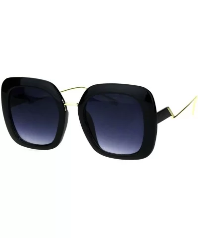 Oversized Square Designer Style Sunglasses Womens UV 400 Shades - Black (Smoke) - CA18IEDDODK $16.79 Square