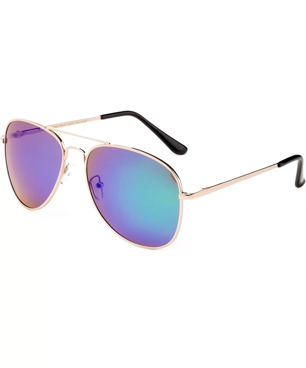 Polarized Sunglasses Classic Aviator Flash Full Mirror Lens Spring Hinge UV Protection - Flash Green - CJ12LO7V6PR $14.38 Avi...