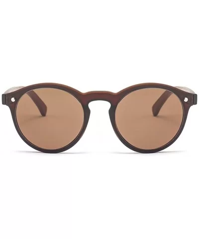 Mens Wood Sunglasses Mirror Women Sun Glasses Round One Pieces Lens Eyewear 2019 - Brown - C218IL7IDDM $13.95 Round