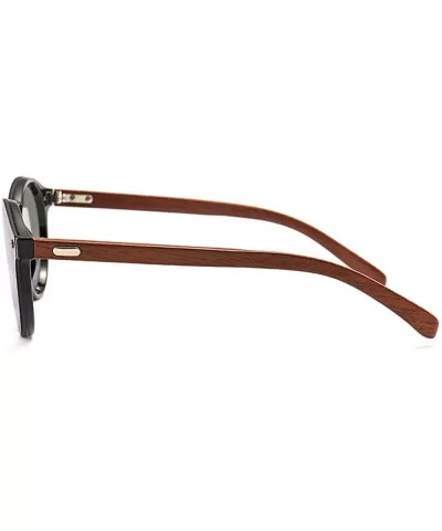 Mens Wood Sunglasses Mirror Women Sun Glasses Round One Pieces Lens Eyewear 2019 - Brown - C218IL7IDDM $13.95 Round