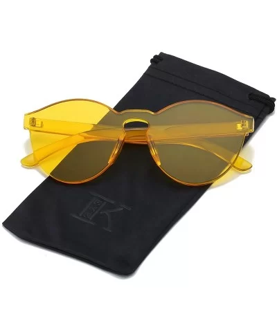 Fashion Party Rimless Sunglasses Transparent Candy Color Eyewear LK1737 - Yellow - CE186X7M25G $12.79 Cat Eye