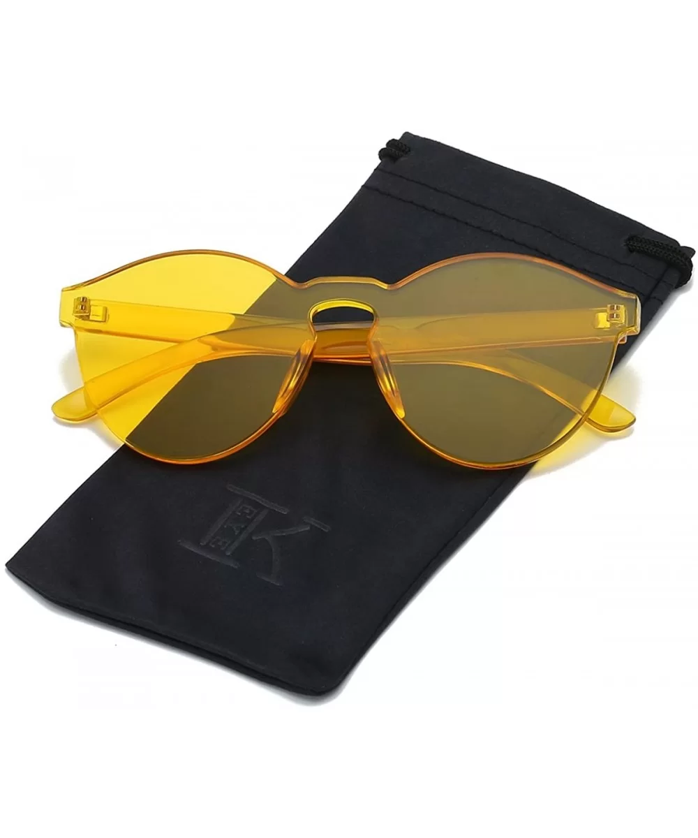 Fashion Party Rimless Sunglasses Transparent Candy Color Eyewear LK1737 - Yellow - CE186X7M25G $12.79 Cat Eye