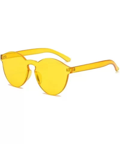 Fashion Party Rimless Sunglasses Transparent Candy Color Eyewear LK1737 - Yellow - CE186X7M25G $12.79 Cat Eye