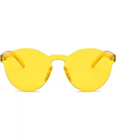 Fashion Party Rimless Sunglasses Transparent Candy Color Eyewear LK1737 - Yellow - CE186X7M25G $12.79 Cat Eye