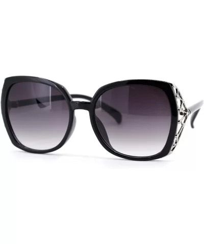 Womens Rhinestone Bling Metal Web Designer Fashion Sunglasses - Black Silver Smoke - CV18UGUHMX8 $17.28 Butterfly