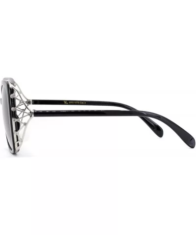 Womens Rhinestone Bling Metal Web Designer Fashion Sunglasses - Black Silver Smoke - CV18UGUHMX8 $17.28 Butterfly