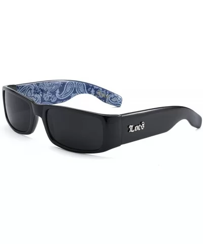 5Zero1 Mens Fashion Hardcore Gangster Cool Shades Bandana Print Two Tone Sunglasses - Black Blue - CN11Z086M6F $12.47 Oversized