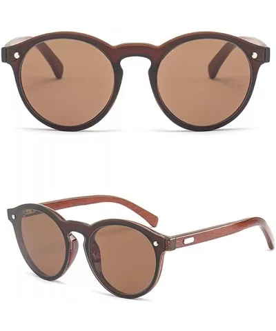 Mens Wood Sunglasses Mirror Women Sun Glasses Round One Pieces Lens Eyewear 2019 - Brown - C218IL7IDDM $13.95 Round