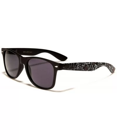 Square Classic Love & Heart Print Retro Sunglasses - Matte Black Frame - C618WO9Q4O5 $12.22 Square