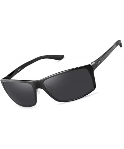 Polarized Sunglasses for Men Women- Adjustable Aluminum Metal Frame Driving Sunlasses - Black-black - C618T0HLQ62 $35.01 Rect...