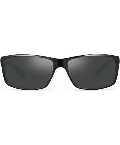 Polarized Sunglasses for Men Women- Adjustable Aluminum Metal Frame Driving Sunlasses - Black-black - C618T0HLQ62 $35.01 Rect...