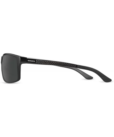 Polarized Sunglasses for Men Women- Adjustable Aluminum Metal Frame Driving Sunlasses - Black-black - C618T0HLQ62 $35.01 Rect...